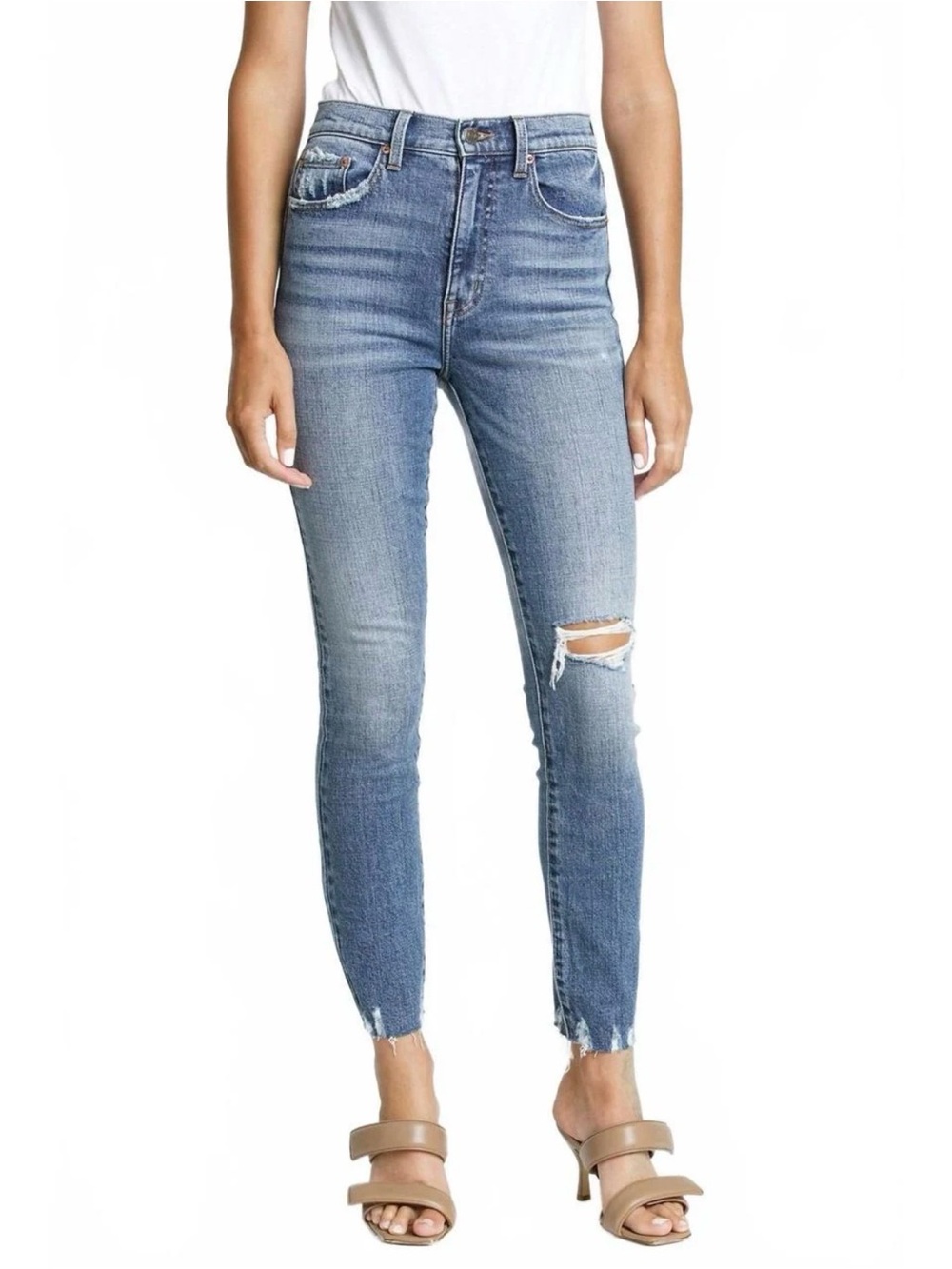 pistola Blue Skinny Jeans with Knee Distress